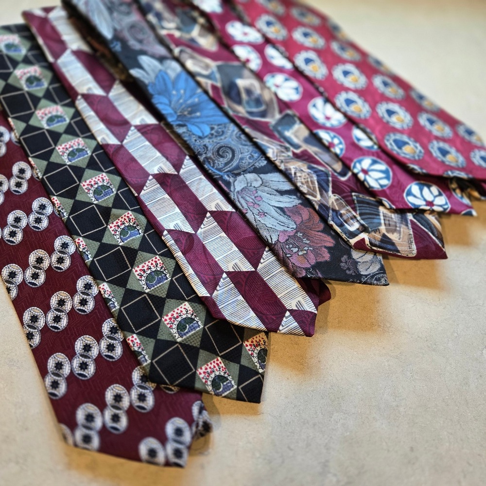 Vintage Mens Silk Tie Lot 7pc Bellagio Norseman Ronald McDonald Charity Ties